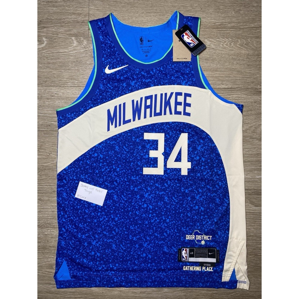 100% Authentic Nike Giannis Antetokounmpo Bucks City Edition Jersey Men 48 LARGE